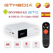 GTmedia-Receptor de TV GTC, Android 6,0, DVB-S2, DVB-C, Amlogic S905D, 2/16GB, compatible con caja de TV satélite, decodificador de TV