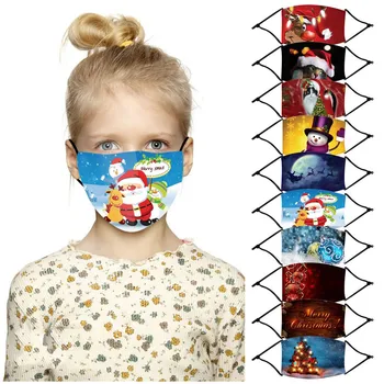 

Kids Christmas PrintBreathable Face Mask Face Shield Windproof Mouth Cover Washable Reusable Mouth Mask Cloth mondmaskers