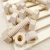 3pcs Early Education Wood Screw Nut Assembling Wooden Blocks Toy Solid Hands-On Teaching Aid Educational Puzzle Toy For Children 1