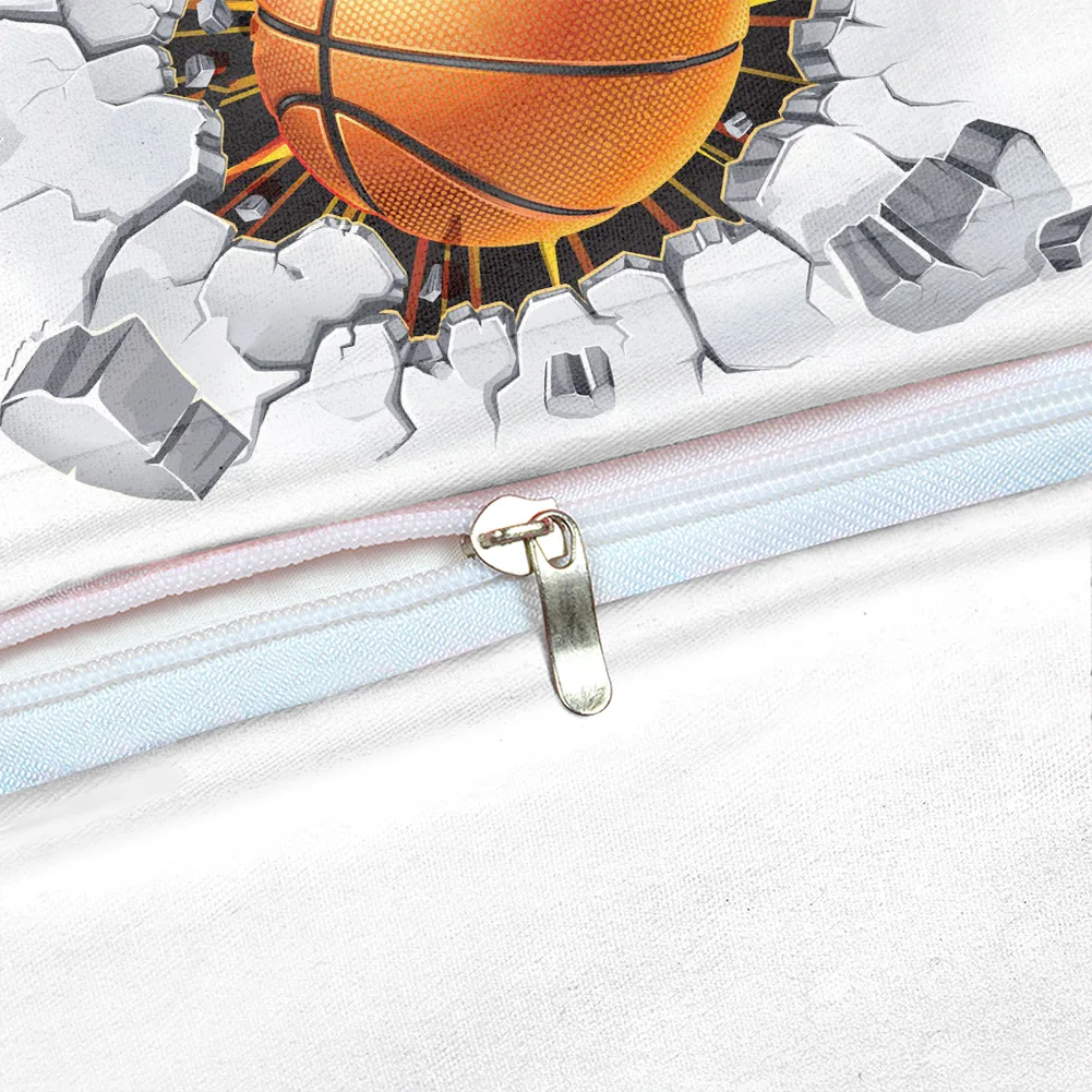 3D баскетбольные постельные принадлежности набор для детей мальчиков подростков мяч треснутые кирпичи стены пододеяльник спортивные пододеяльник набор король белый Прямая поставка