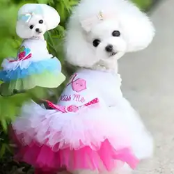 Летние для домашних животных собак кошка щенок губы платье пачка одежда футболка Дышащий Кружевной Костюм Лидер продаж