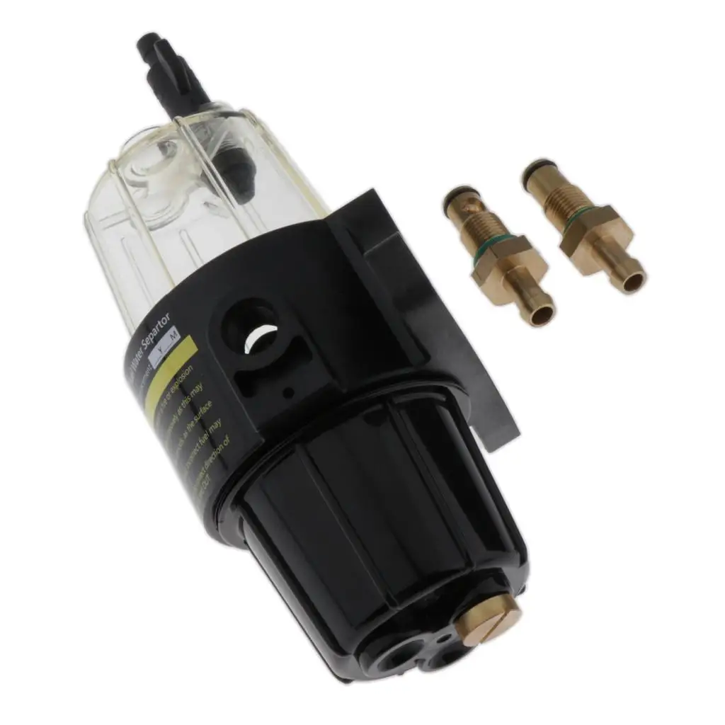 Fuel Fittings Marine Fuel Oil Filter Water Separator Fit for Gasoline and Diesel Engine - Black