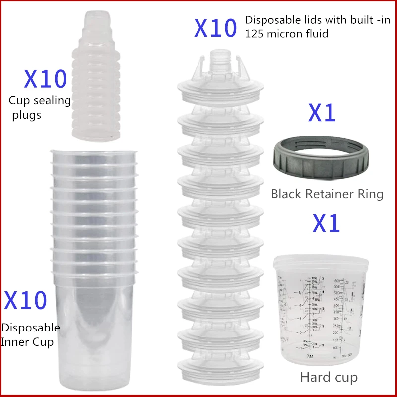 10pcs Spray Gun Cup Paint Mixing Tank Type H/O Quick Cup 165/400/600ml Disposable Paint Cup