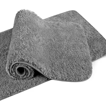 

Bathroom Carpet 20 InchX32 Inch (2 Pieces) Soft Absorbent Fluffy Thick Microfiber Bathroom Floor Accessories (Dark Gray)