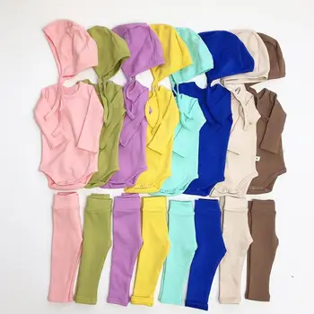 

Baby Clothes Set Candy Colors Baby Bodysuit Girls Leggings Pants Toddler Hat Outfit Children Cotton Pajamas Suit Kids Tracksuit