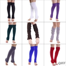 Для женщин и девушек; Зимние Сапоги выше колена; плотные леггинсы для девочек, носки для обуви однотонные Цвет с рельефным узором и оборками по краям кабель вязаное изделие Non-Slip длинные гетры для девочек