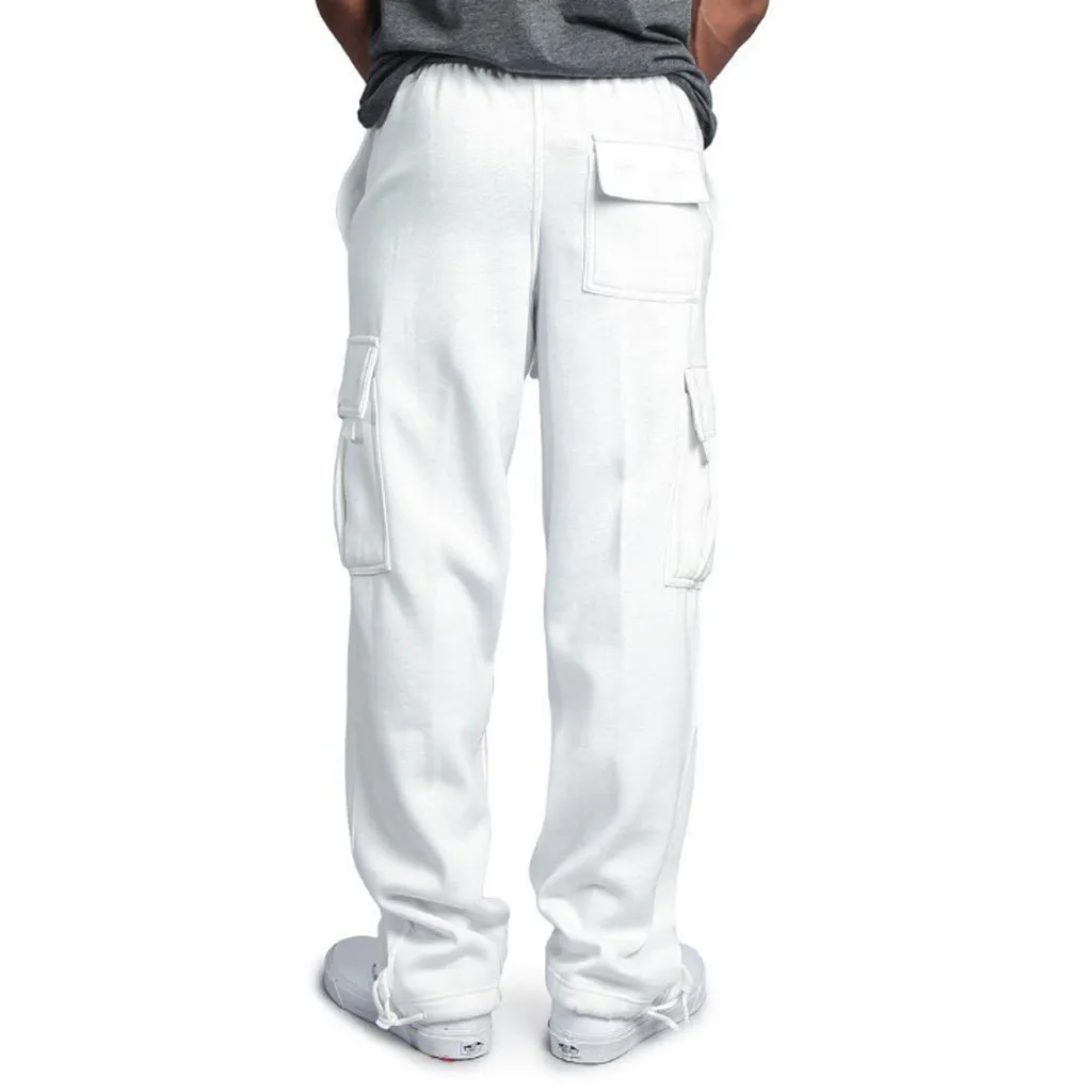 Мужские комбинезоны размера плюс, повседневные свободные спортивные штаны для бега с карманом, одноцветные спортивные штаны для бега