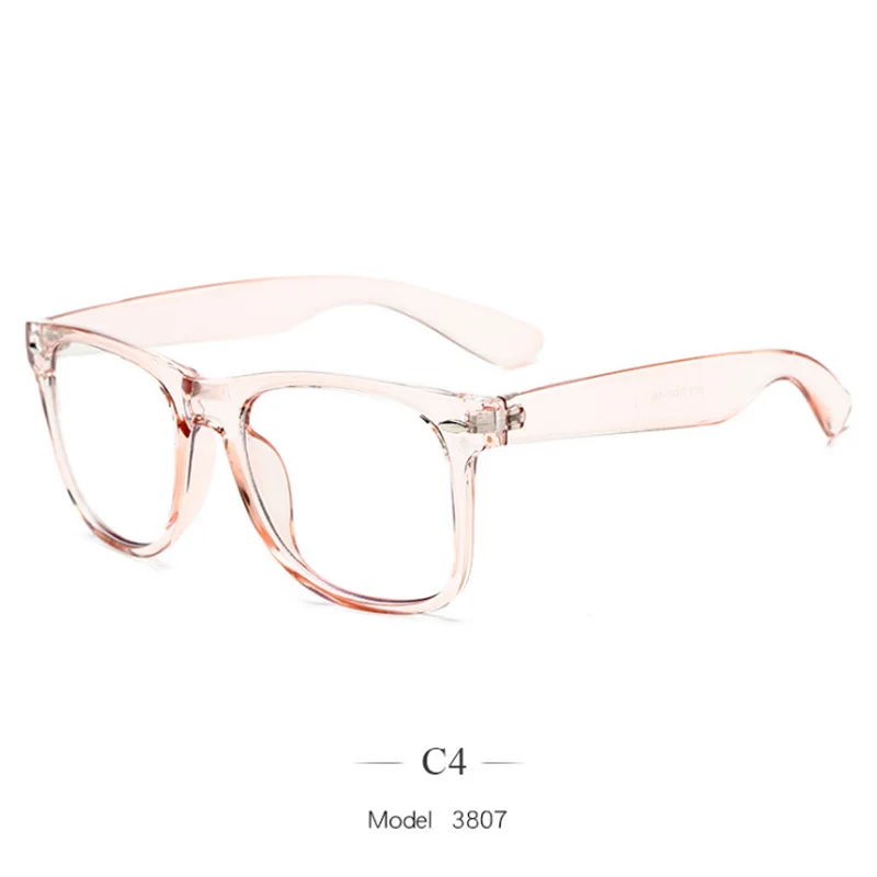 transparent pink Квадратная готовая близорукость очки анти-синий светильник 2140 конфетного цвета рисовые ногти диоптрий 0-0,5-0,75-1,0-2,0-2,5-3,0-6,0 - Цвет оправы: transparent pink