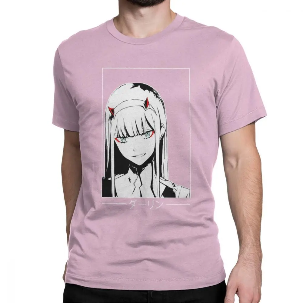 Pink One yona Zero Two Darling In The Franxx White Аниме Манга Футболка мужская большого размера топы хипстерские футболки с круглым вырезом очищенная хлопковая футболка - Цвет: Pink