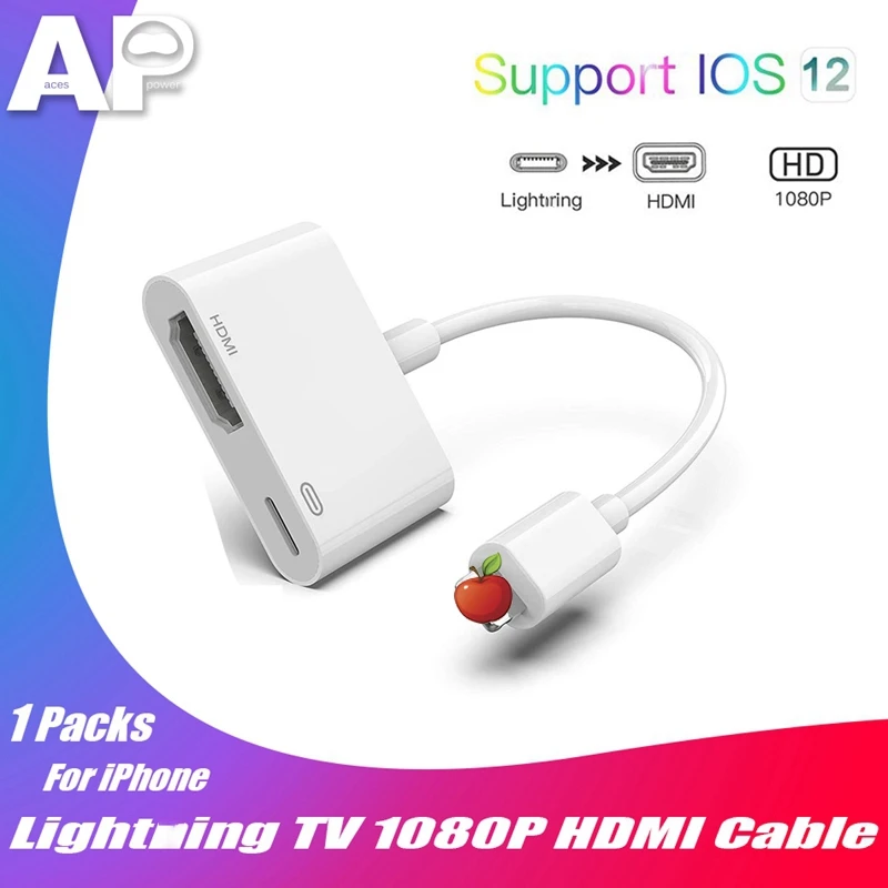 Acespower синхронизация экрана HDMI адаптер для iPhone iPad iPod Touch HDTV Компьютерный дисплей проектор 1080P цифровой AV конвертер кабель