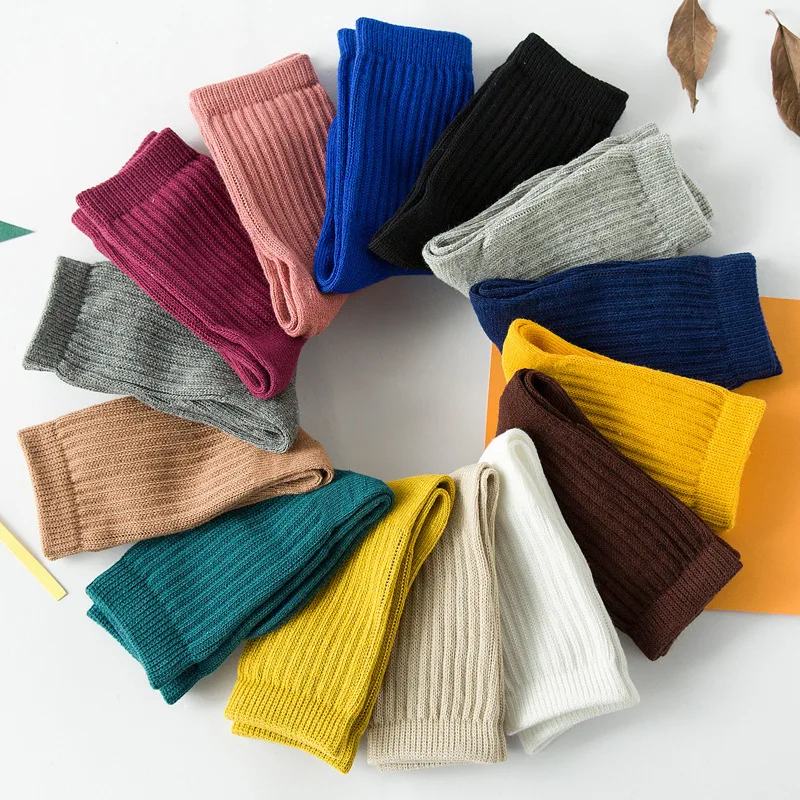 

CHILDREN'S Socks South Korea Autumn & Winter New Style Candy Solid Color Bunching Socks Mixed Batch Cotton Children's Socks