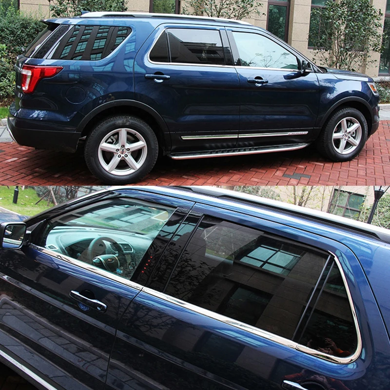 6 шт. для Ford Explorer- нержавеющая сталь хромированная нижняя оконная хромированная отделка Накладка для стайлинга автомобилей