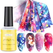 Ногтей Передача Фольги Гель-лак Набор Голографических Цветов Наклейки Бабочка Клей Клей Для Ногтей Фольги Ползунки Маникюрный Набор Аксессуаров SAXK123-2