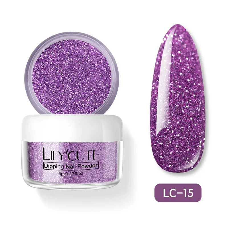 Holographic LC-15 LILYCUTE 4 шт./компл. голографическая погружения ногтей Блеск порошок Наборы градиент Французский ногтей порошок красочные натуральный сухой лак для ногтей пигмента - Цвет: Holographic LC-15