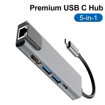 

Factory OEM USB3.0 HUB With Rj45 Type C 5 in 1 Adapter For laptop usb hub ноутбук планшет флешка Планшеты أجهزة الكمبيوتر المحم