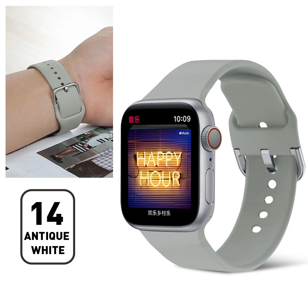 Light Grey Подходит для Apple 38 мм 42 мм iWatch 5 ремешок 44 мм 40 мм u-образная пряжка спортивный силиконовый наручный браслет часы Apple 4 ремешок аксессуары - Цвет ремешка: Light Grey