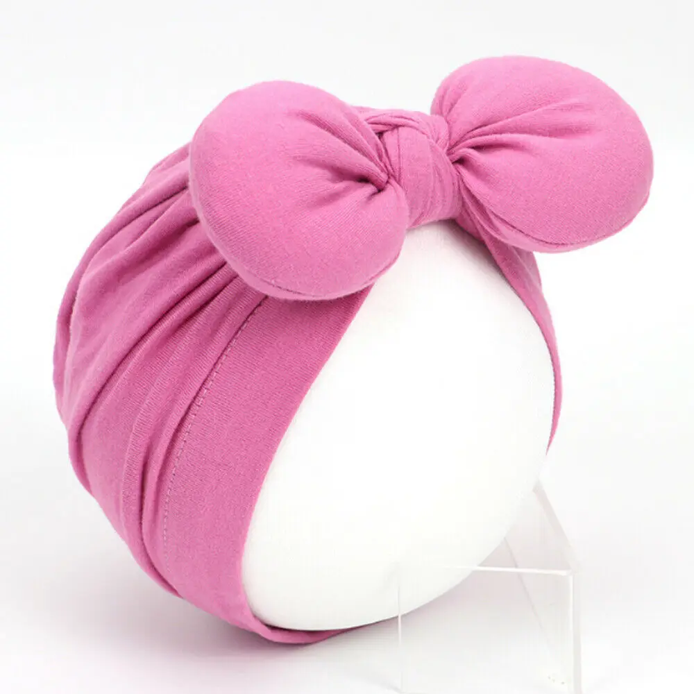 Rose Pink 16 Colors Newborn Headband Hat Cotton baby Infant Turban Knot Headband Head Wrap For Girls - Цвет: Rose Pink