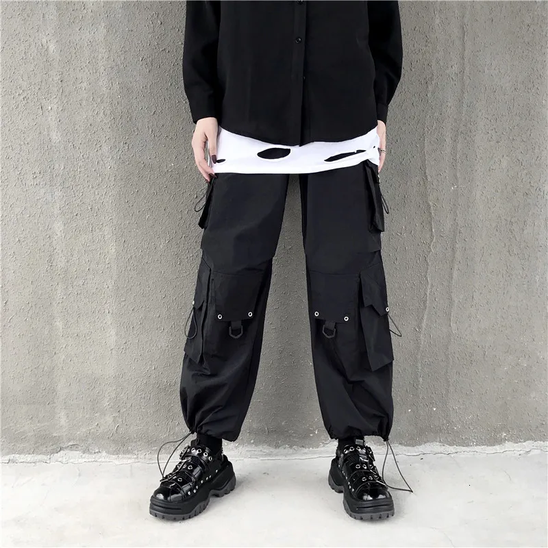SHENGPALAE Ins/черные комбинезоны в стиле High Street, свободные повседневные штаны, весна, продукт, широкие штаны с карманами и высокой талией 5D291