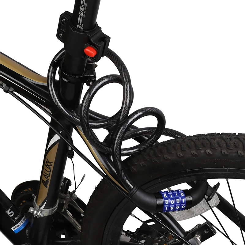 WEST BIKING Bike Lock Anti-theft Bicycle Security Lock 4 Digit Code Combination Password Steel Cable Spiral 1200 mm Cycling Lock