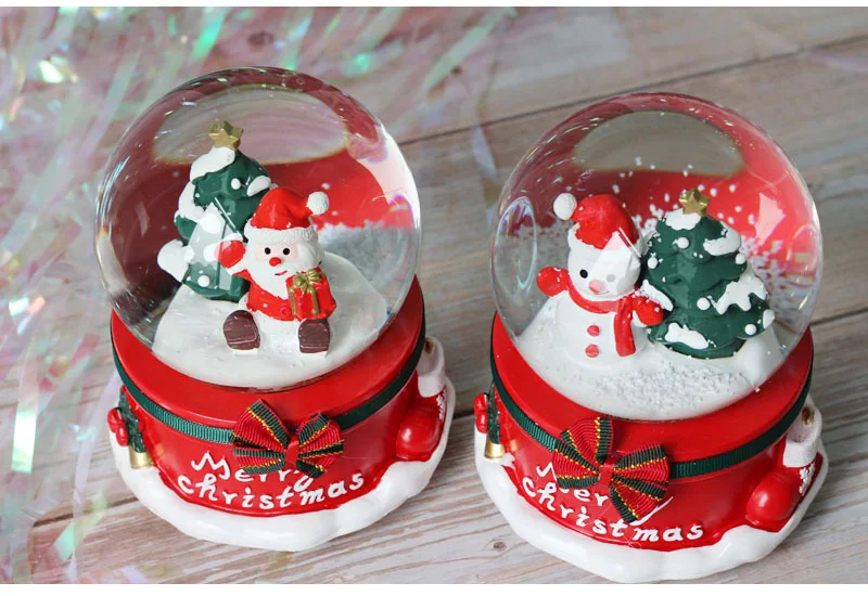 Rotating Music Box Creative Christmas Santa Claus Snow Globe Crystal Ball Christmas Decoration For Home Decoration Accssories
