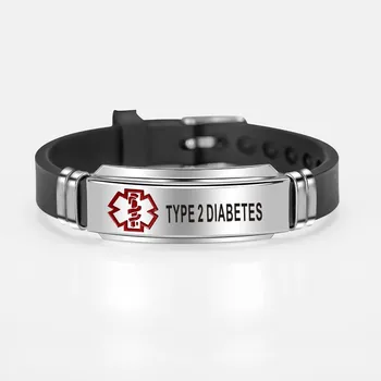 

16 Diseases Medical Information Bracelet For Man Diabetes / Epilepsy Tip Life Channel Titanium Steel Silicone Jewelry Love Gift
