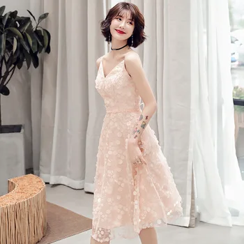 

Exquisite Bling Pink Sequins Evening Gown Sexy Spaghetti Strap Bridal Wedding Dress Qipao Elegant V-neck Lady Robe De Soiree