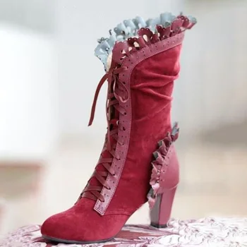 

2019 Spring/Autumn New High Heels Stilettos Fashion Camouflage Ankle Boots Shoes Woman Lace Up Sexy Night Club Boots dd311