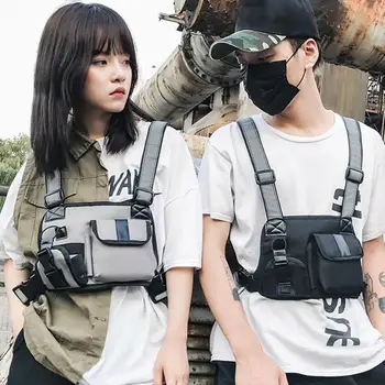 

1pc Women Men Chest Rig Waist Bag Hip Hop Streetwear Functional Tactical Chest Bag Cross Shoulder Bags Kanye West