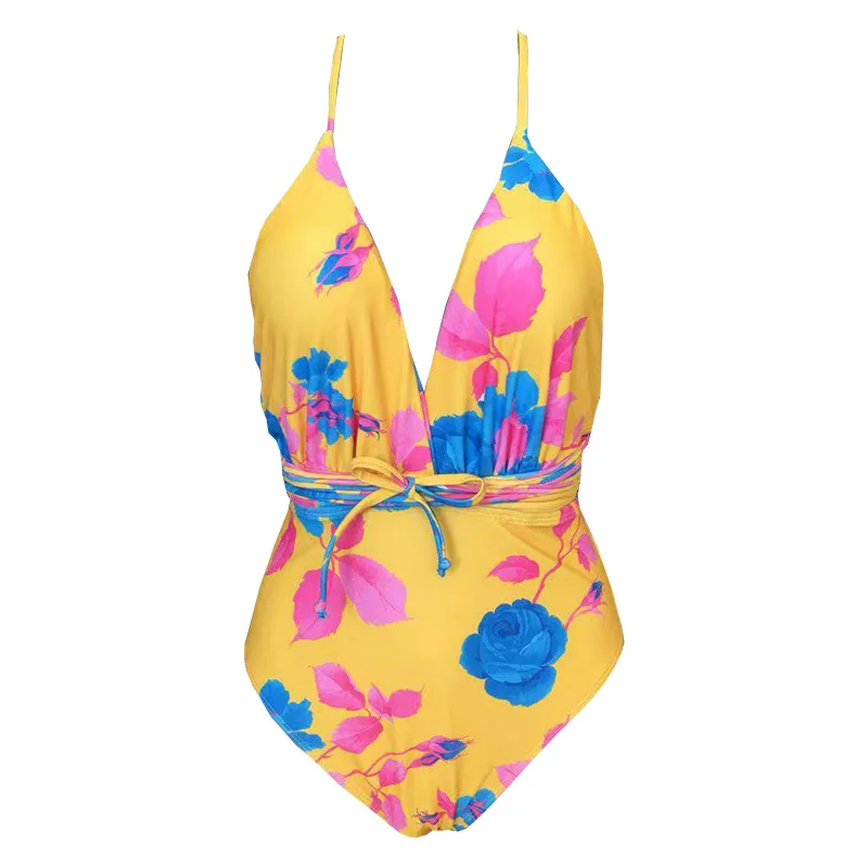 Женский купальник, цельный бандажный стиль, 16 цветов, с мягкой подкладкой, летний купальник, купалник, популярная пляжная одежда - Цвет: 9