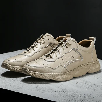 

2020 New Luxury Men Casual Original Shoes Black Leather Shoes For Men Fashion Flats Footwear Mens Wearable Casual Sneakers Man