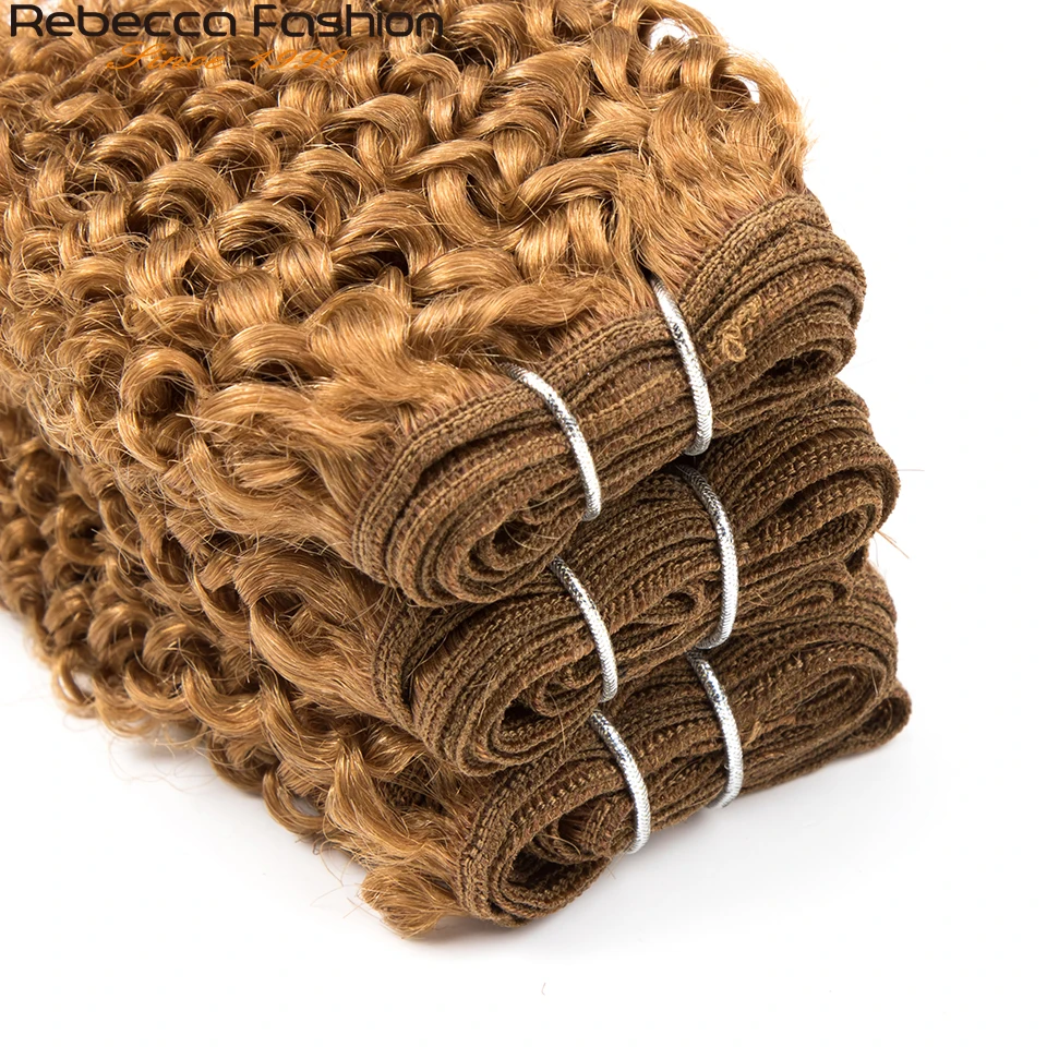 Rebecca 7-7.5" Short Curly Hair Bundles With Closure Remy Human Hair Weave 5 Bundles With Closure 6pc Double Drawn 27 99g P4/27 human hair extensions human hair bundles human hair weave