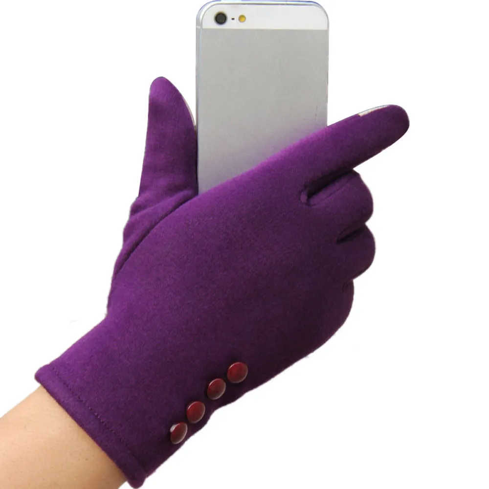 Зимние женские перчатки с сенсорным экраном, ветрозащитные утолщенные перчатки для вождения, теплые перчатки на весь палец, ручная работа, женские перчатки