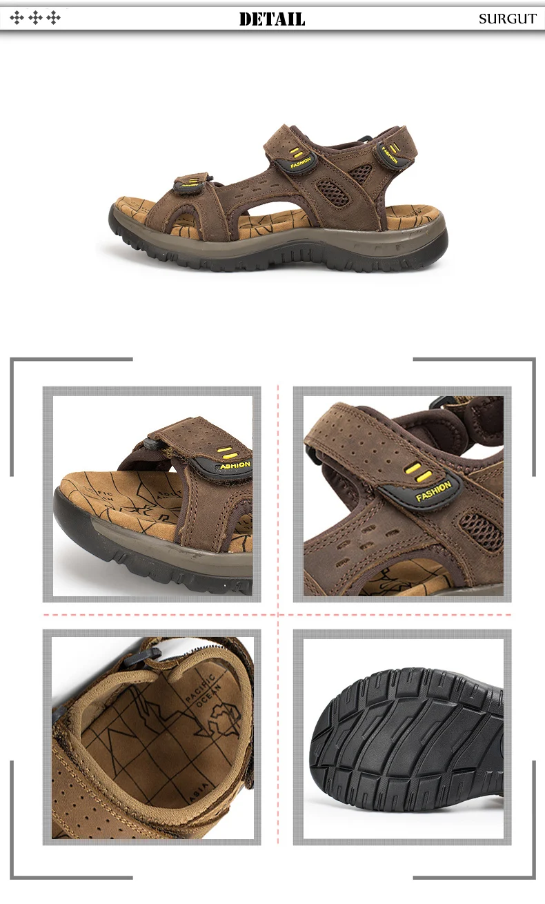 SURGUT/Новинка года; мужские сандалии для летнего отдыха; уличная пляжная мужская повседневная обувь; высококачественные сандалии из натуральной кожи; мужские сандалии