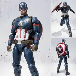 Аниме SHF Marvel Мстители 4 конечной игры Капитан Америка Фигурка 15 см модель игрушки кукла для рождественской коробки подарок