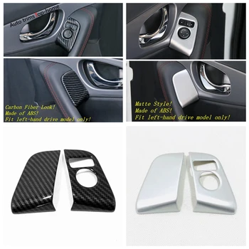 

Yimaautotrims Front Door Armrest Sequins / Rearview Mirror Adjust Button For Nissan Qashqai J11 2018 - 2020 Matte Carbon Fiber