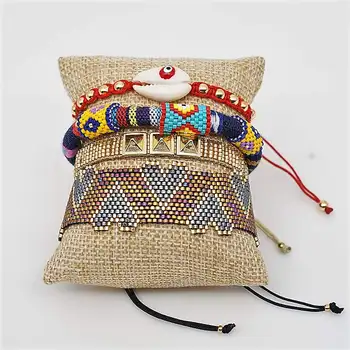 

Rttooas Evil Eye Bracelet Set MIYUKI Bead Bracelets Heart Charm Bracelet 2020 New Handmade Loom Beaded Jewelry