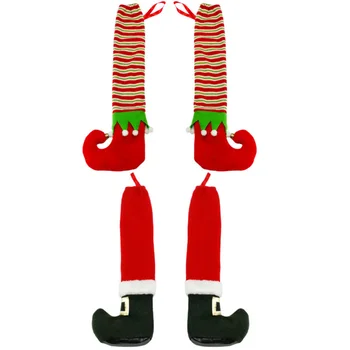 

4pcs Christmas Table Leg Socks Decorative Chair Feet Covers Floor Protectors for Home Office (Santa and Elf)
