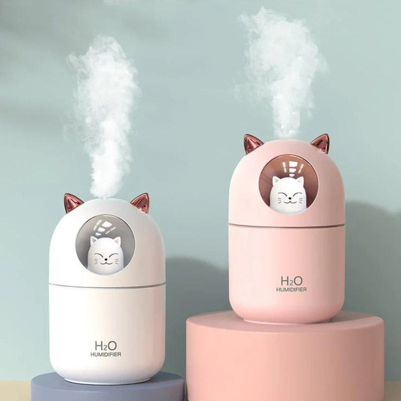 

300ML USB Air Humidifier Essential Aroma Oil Diffuser Ultrasonic Facial Sprayer Nebulizer Face Steamer Mist LED Night Light