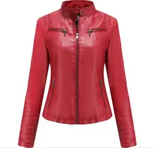 European and American fall/winter fashion women's stand-up collar 5 colors plus size slim leather jacket short PU motorcycle jac