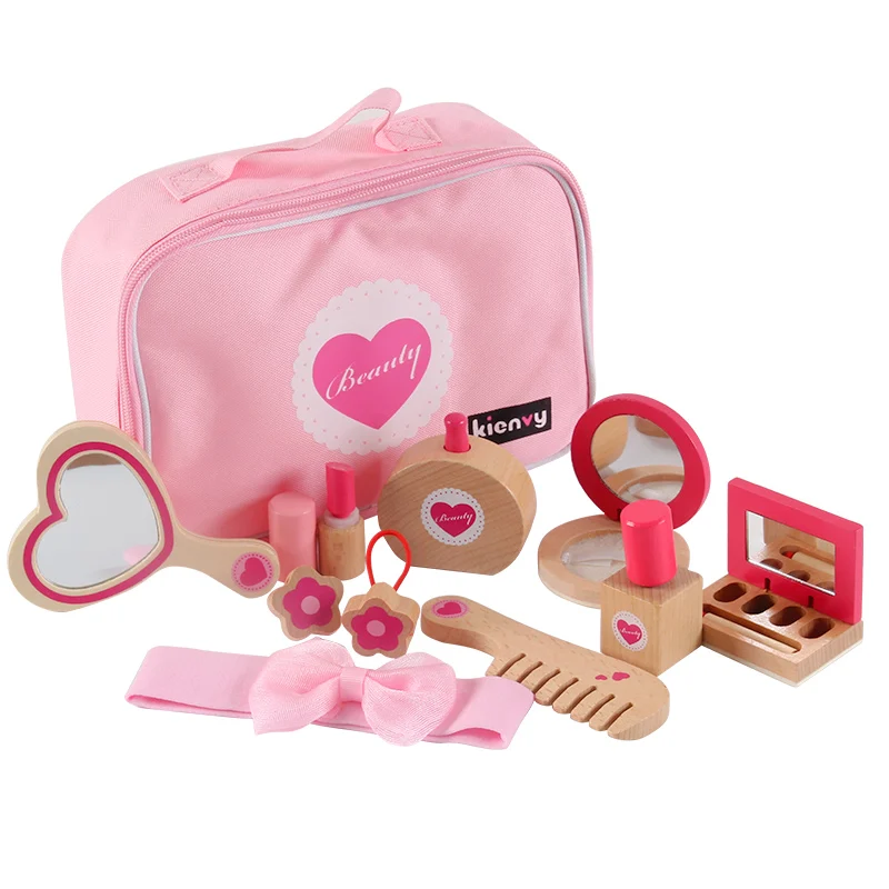 New Arrival Simulation Doctors Baby Wooden Toys For Kids Pink Strawberry Beauty and Fashion Toys Cosmetic Bag Educational Gift - Цвет: Cosmetic Bag