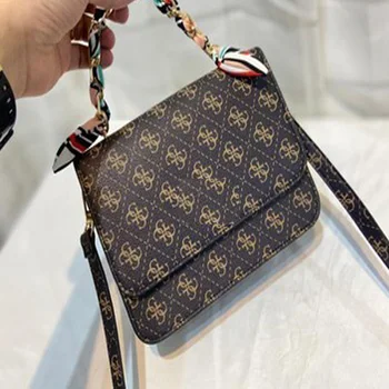 

Luxury Fashion New Printing Square Bag With Silk Scarf Chain Handbag Straddle One Shoulder Women's Bag