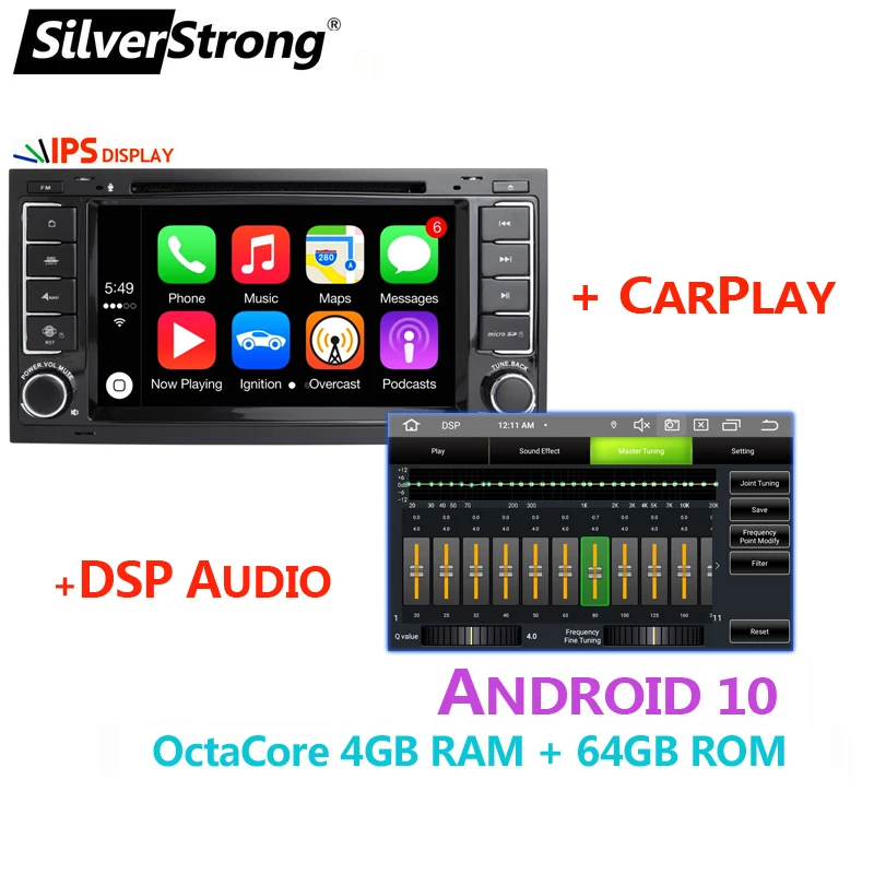 SilverStrong CarPlay Android10 2Din автомобильный dvd плеер для VolksWagen Touareg 2004 2009 4G Модем sim 32G