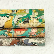 Половина ярда утолщаются хлопок ткань с мультяшным животным принтом ручной работы DIY рот золотой пакет мешок ткани хлопок CR-73