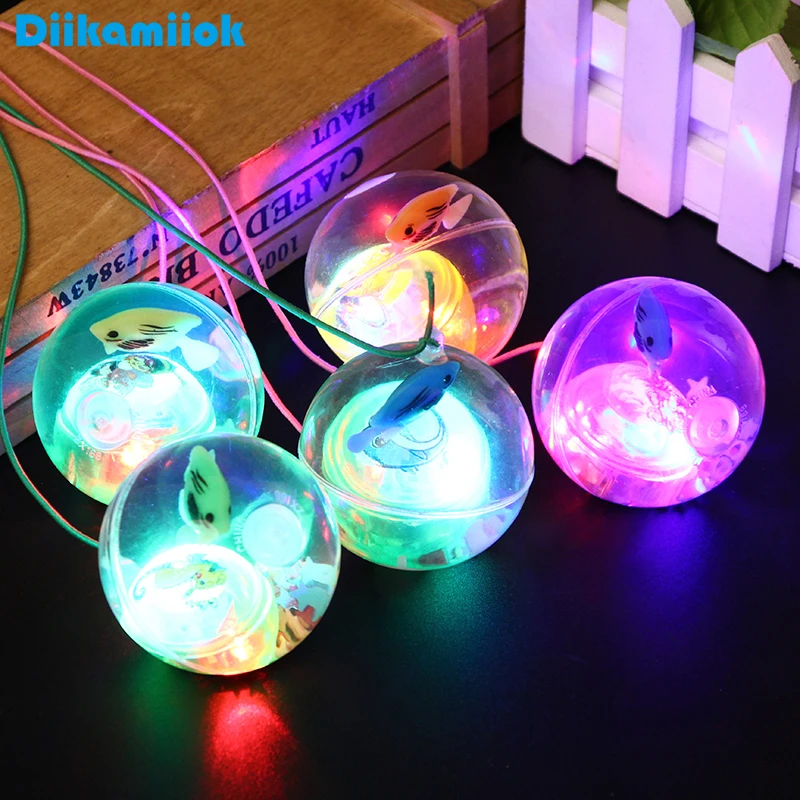 

Classic Luminous Toys Novelty Clear LED Crystal Elastic Ball With Cute Little Fish Flash Light Up Toy Children Christmas Gift