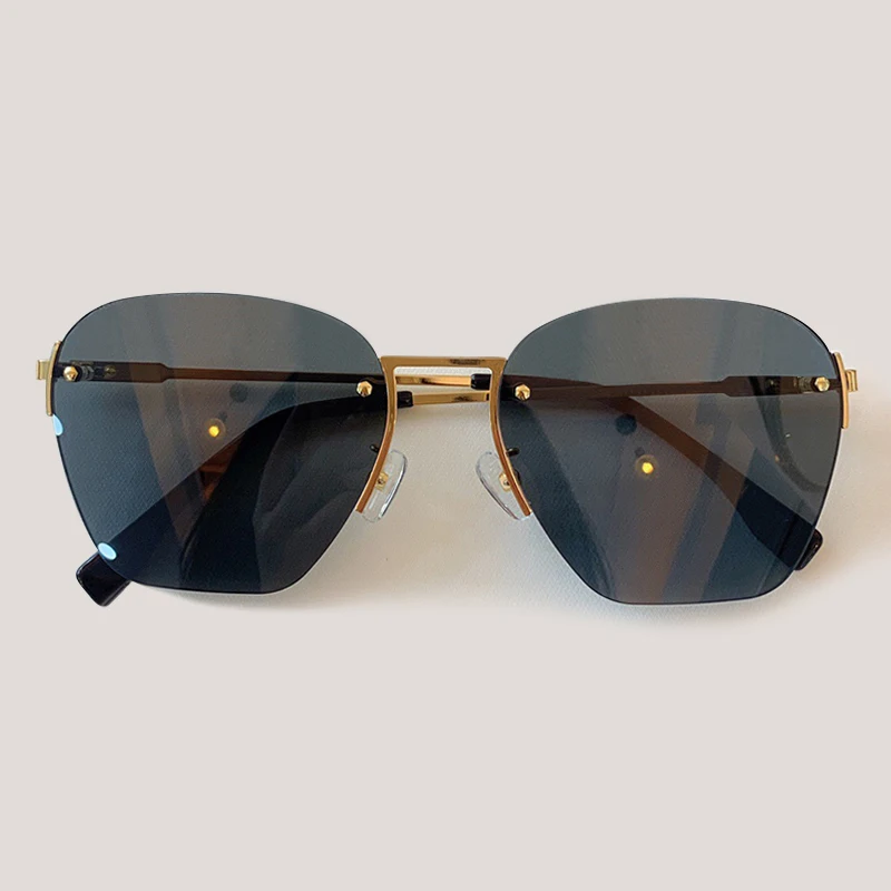 Солнцезащитные очки без оправы, Женские винтажные брендовые дизайнерские солнцезащитные очки с прозрачными линзами