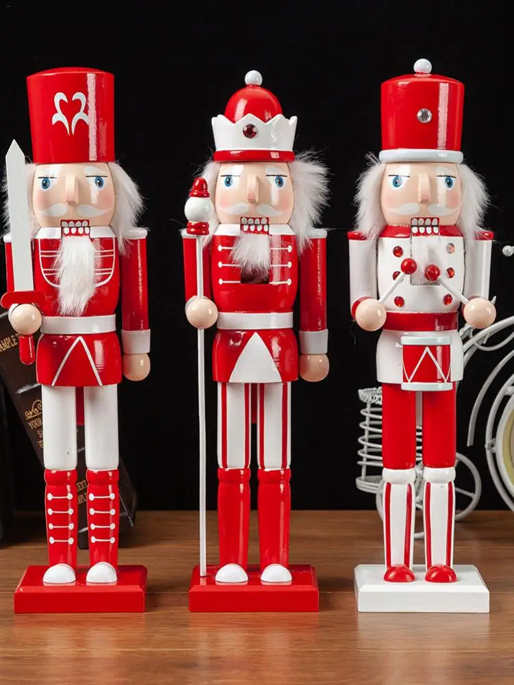 

3PCS/Set Christmas Wooden Nutcracker Soldier Jewelry 38CM Puppet Toy Gift Children's Room Decoration Ornament