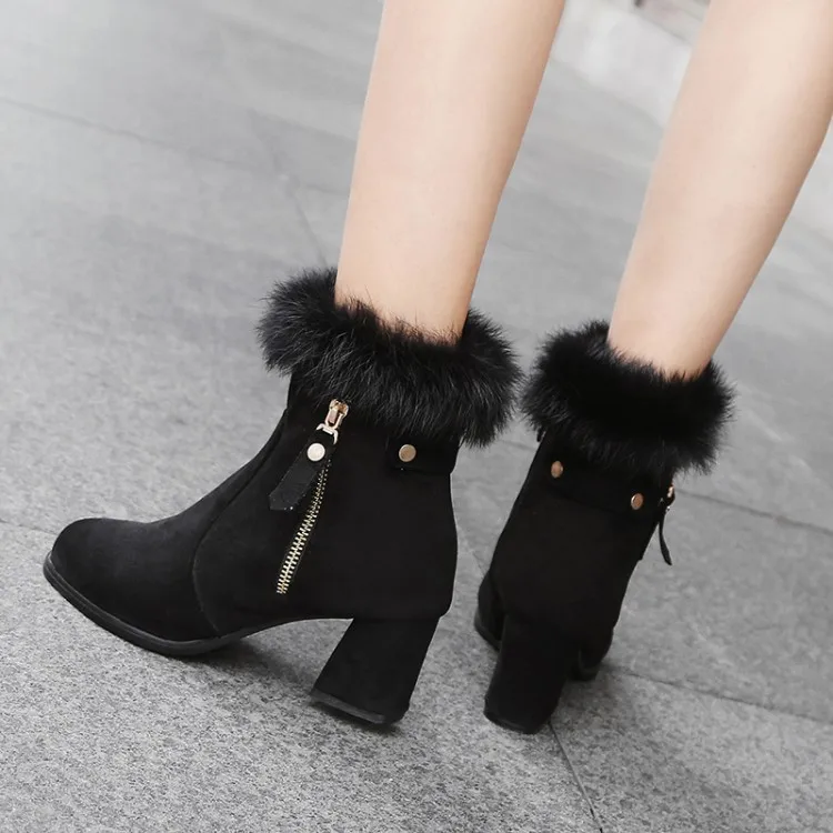 

Big Size 9 10 11 12 boots women shoes ankle boots for women ladies boots shoes woman winter Solid color round head side zipper