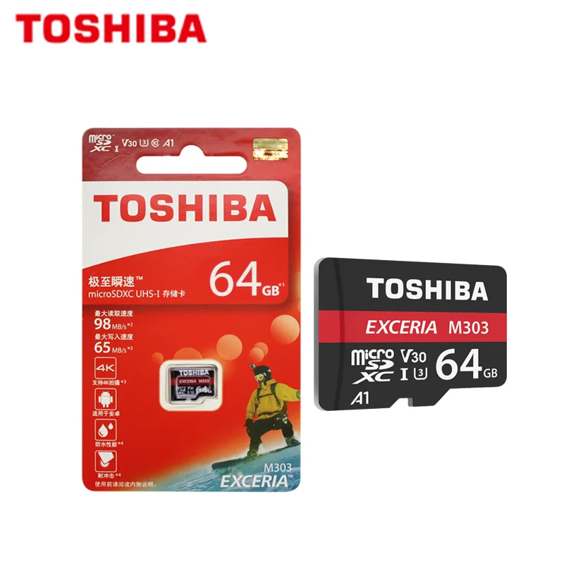 TOSHIBA Exceria M303 Micro SD Card 64 Гб 128 256 V30 UHS-I A1 SDXC Скорость до 98 МБ/с. модуль памяти Transflash карты памяти TF