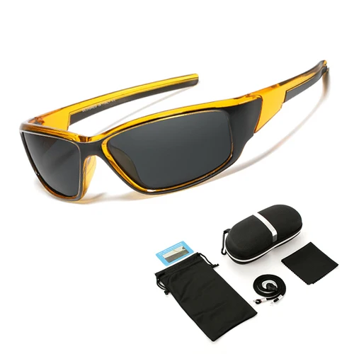 Yellow fram with box Унисекс поляризованные солнцезащитные очки для рыбалки рыбацкие походные лыжные очки для езды на велосипеде спортивные очки для рыбалки - Цвет: Yellow fram with box