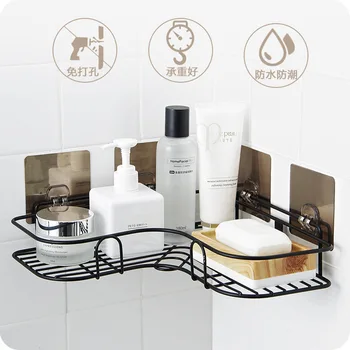 

Punch-free Bathroom Shower Caddy Basket Shelf Suction Wall Mount Organizer Tripod Wash Rack Holder Storage Basket Towel Rack